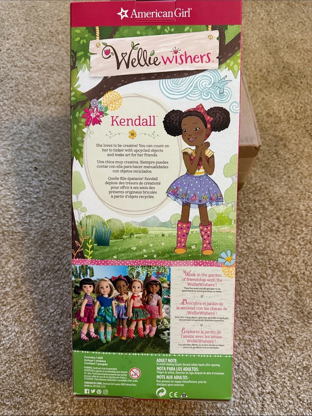 American Girl Kendall Doll in Yellow Striped Top & Blue Floral Skirt